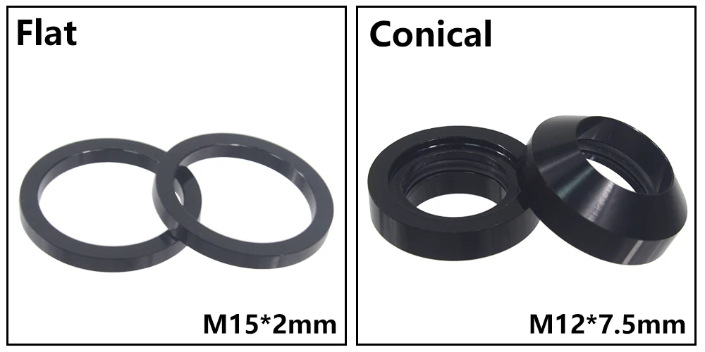 Bicycle Thru Axle Washer M12x1mm/2mm/3mm/4mm Axle Washers M12 Washer Hubs Tube Shaft Skewers Washers Flat/Conical Washer