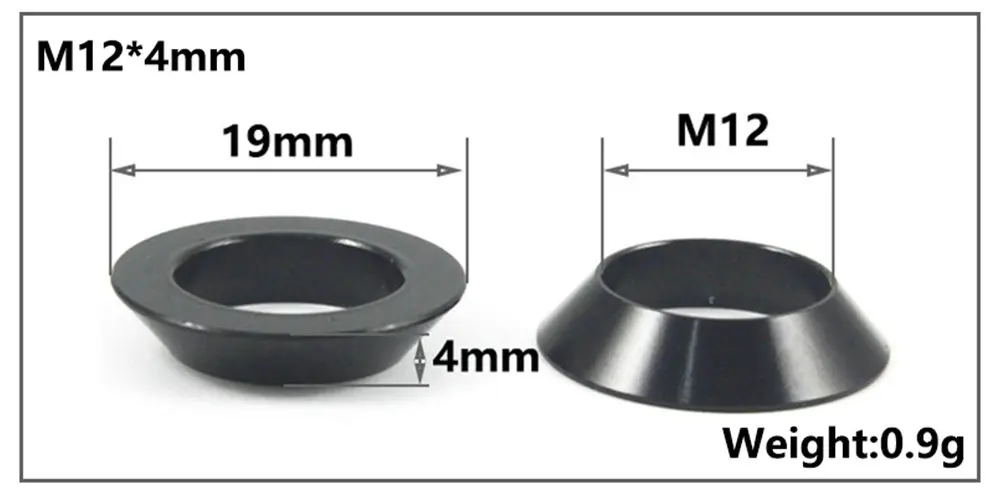 Bicycle Thru Axle Washer M12x1mm/2mm/3mm/4mm Axle Washers M12 Washer Hubs Tube Shaft Skewers Washers Flat/Conical Washer