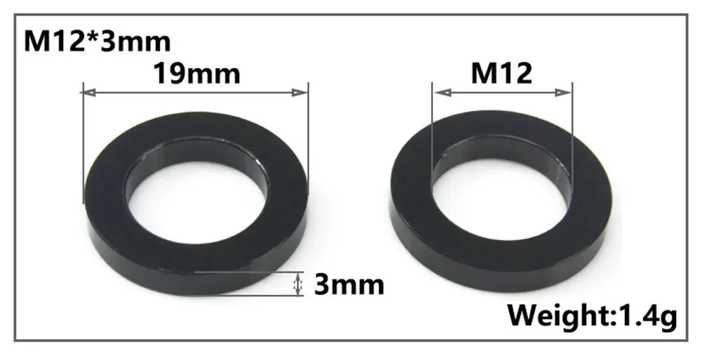 Bicycle Thru Axle Washer M12x1mm/2mm/3mm/4mm Axle Washers M12 Washer Hubs Tube Shaft Skewers Washers Flat/Conical Washer