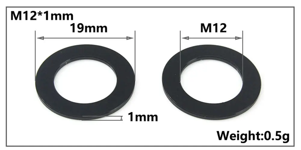 Bicycle Thru Axle Washer M12x1mm/2mm/3mm/4mm Axle Washers M12 Washer Hubs Tube Shaft Skewers Washers Flat/Conical Washer