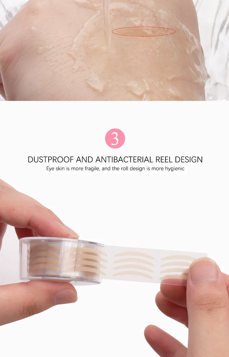 600Pcs/Box Big Eyelid Tape Sticker Double Fold Self Adhesive Eyelid Tape Stickers S/L Makeup Clear Beige Invisible Tool