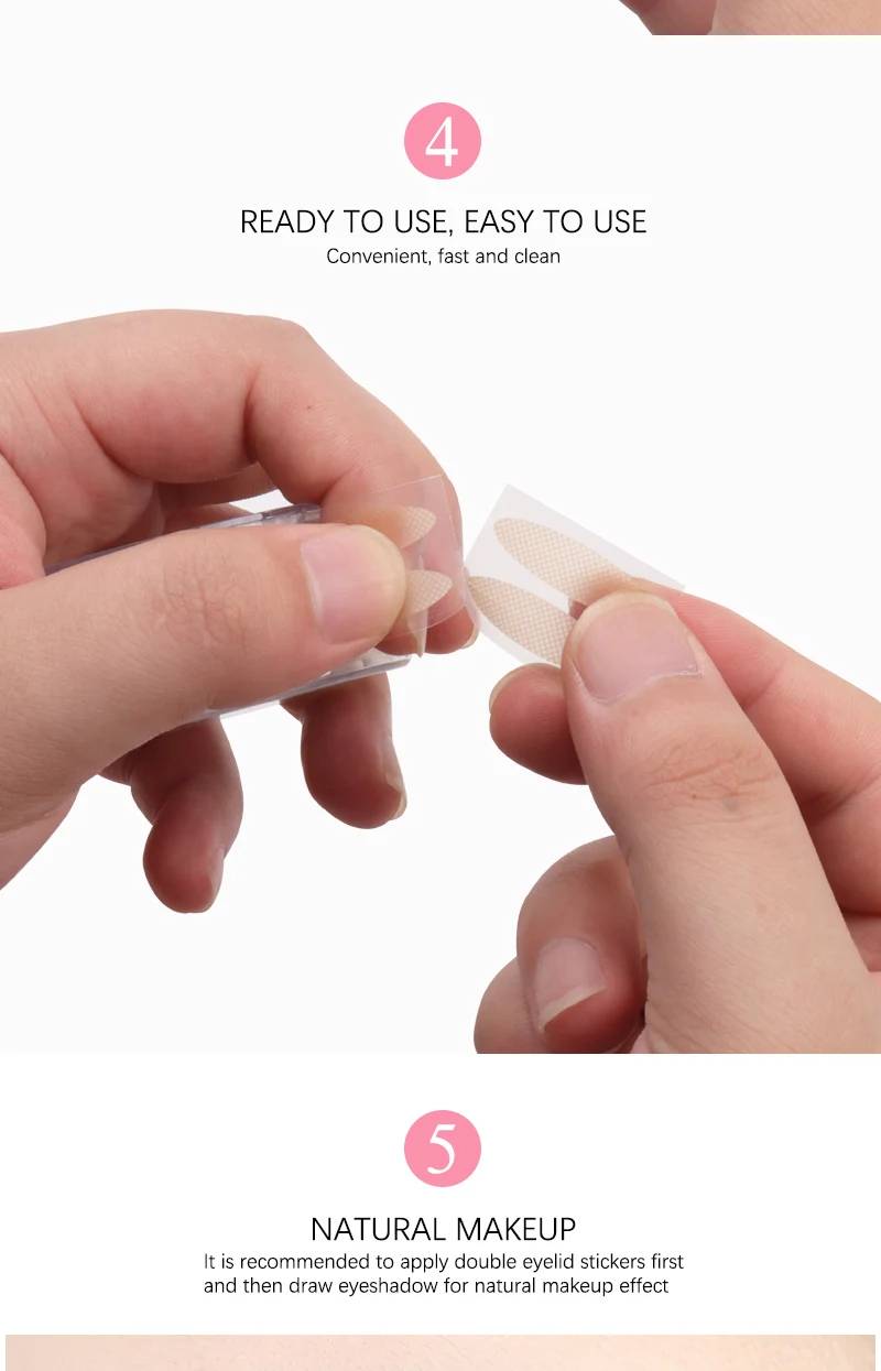 600Pcs/Box Big Eyelid Tape Sticker Double Fold Self Adhesive Eyelid Tape Stickers S/L Makeup Clear Beige Invisible Tool