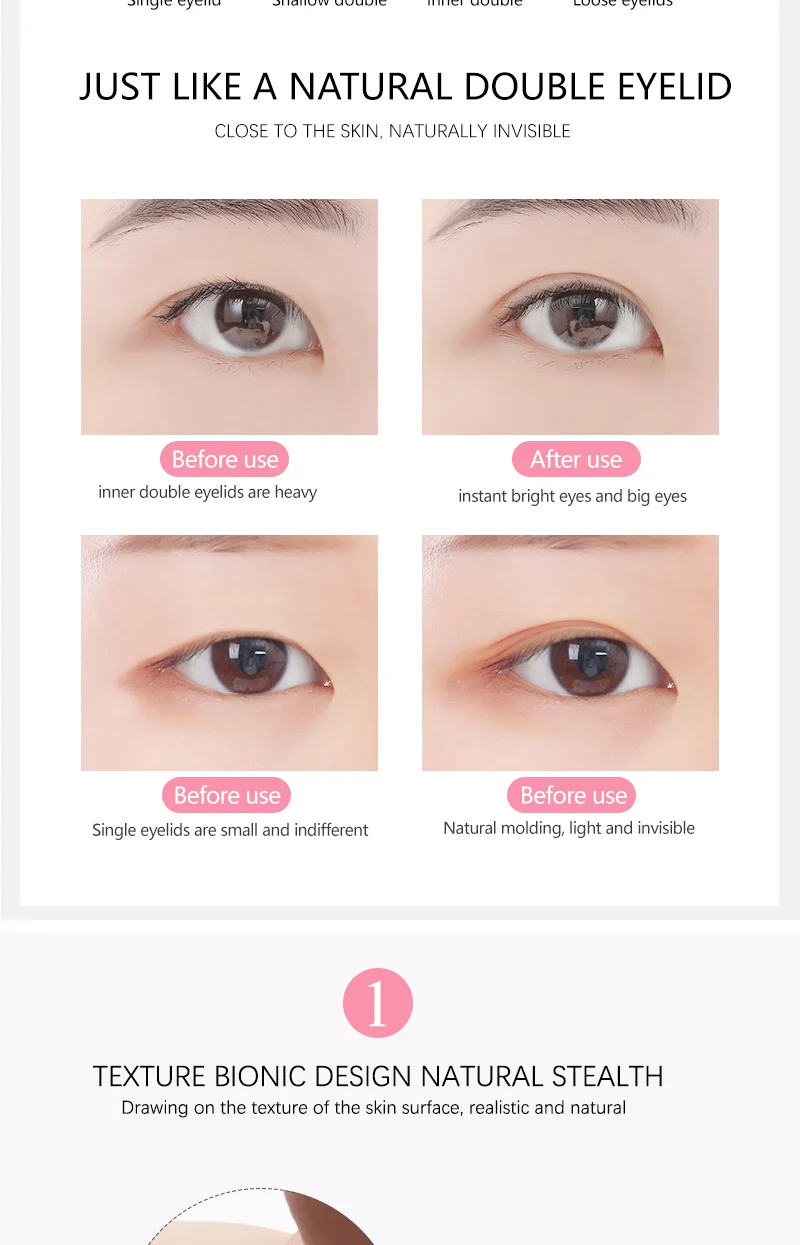 600Pcs/Box Big Eyelid Tape Sticker Double Fold Self Adhesive Eyelid Tape Stickers S/L Makeup Clear Beige Invisible Tool