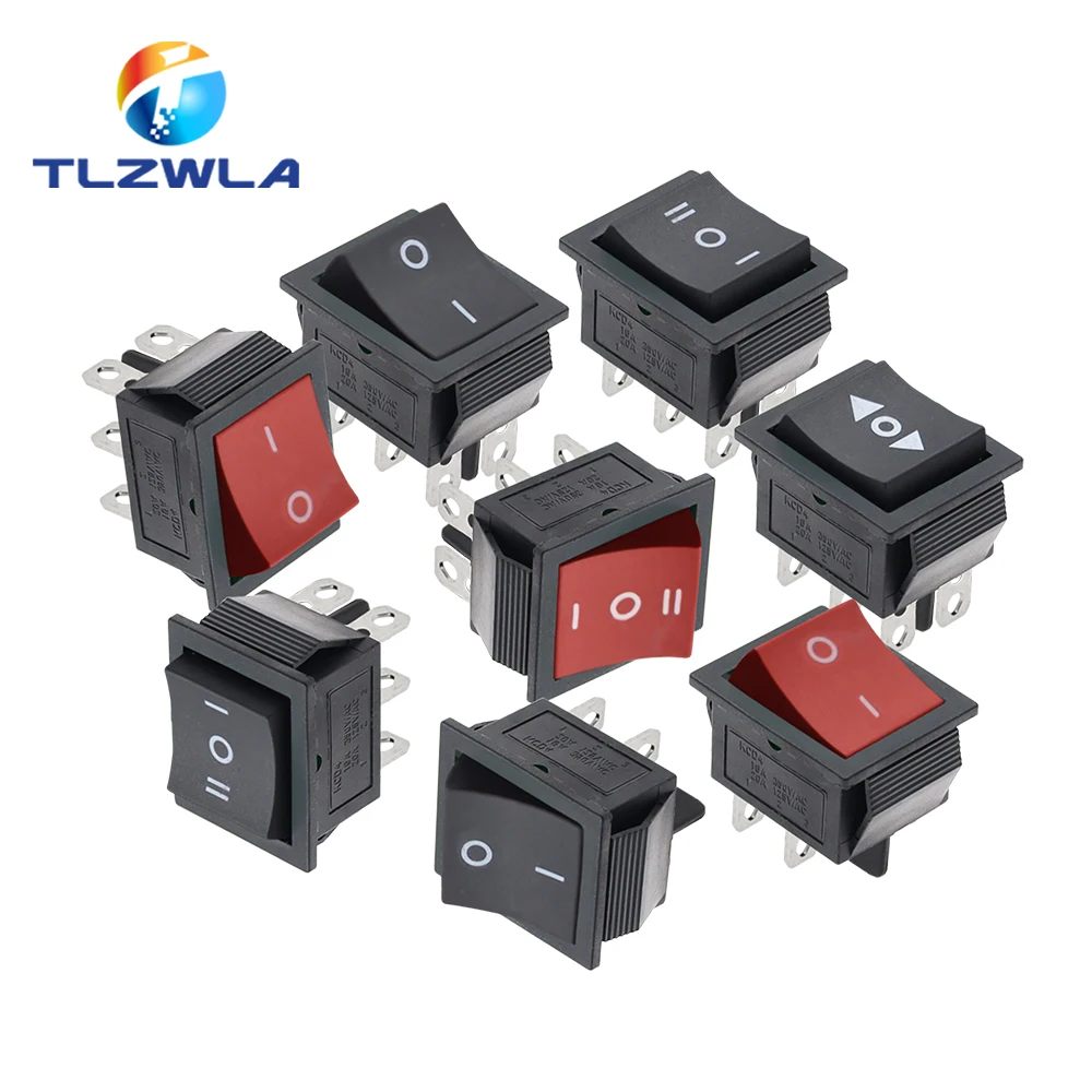 1PCS KCD4 Rocker Switch ON-OFF 2 Position 4 / 6Pins with Light  Power Switch 2 Position 16A 250VAC/ 20A 125VAC Ship Type Switch