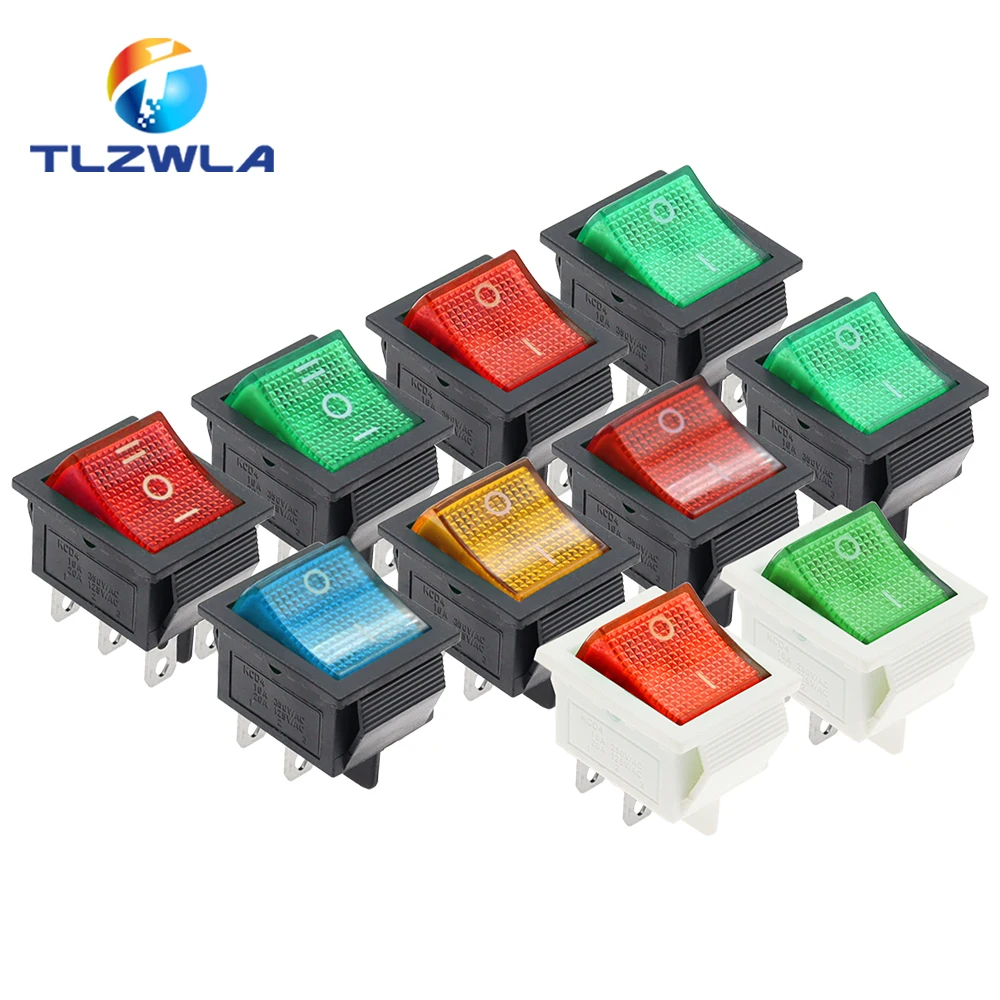 1PCS KCD4 Rocker Switch ON-OFF 2 Position 4 / 6Pins with Light  Power Switch 2 Position 16A 250VAC/ 20A 125VAC Ship Type Switch