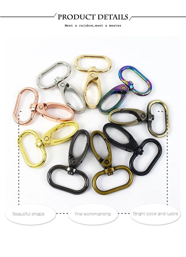 Meetee 10Pc 16-38mm Bag Strap Hook Buckle Metal Swivel Lobster Clasp DIY Webbing Snap Hooks Carabiner Keychain Buckles Accessory