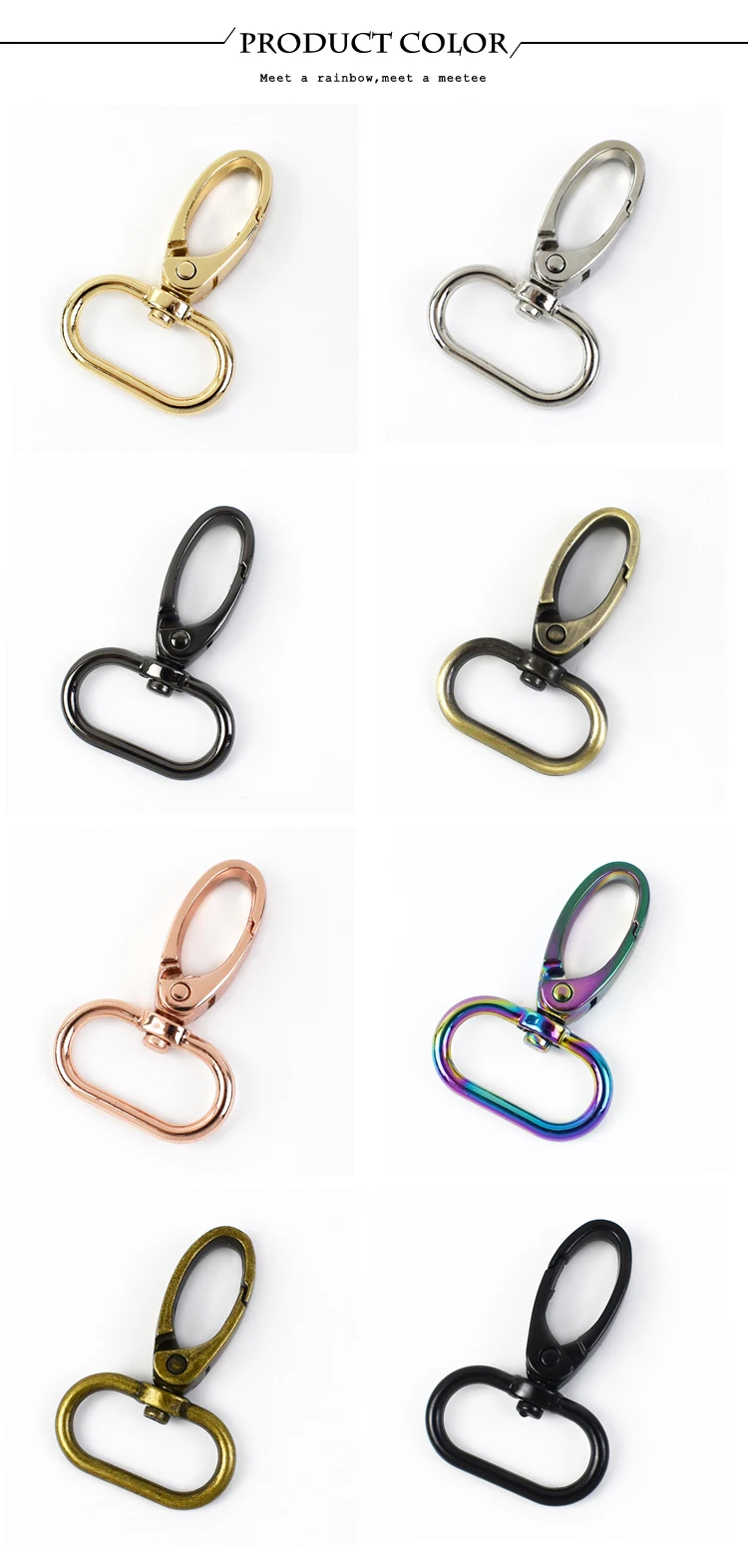 Meetee 10Pc 16-38mm Bag Strap Hook Buckle Metal Swivel Lobster Clasp DIY Webbing Snap Hooks Carabiner Keychain Buckles Accessory
