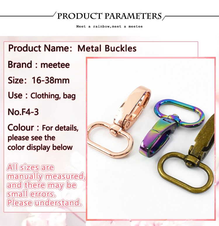 Meetee 10Pc 16-38mm Bag Strap Hook Buckle Metal Swivel Lobster Clasp DIY Webbing Snap Hooks Carabiner Keychain Buckles Accessory