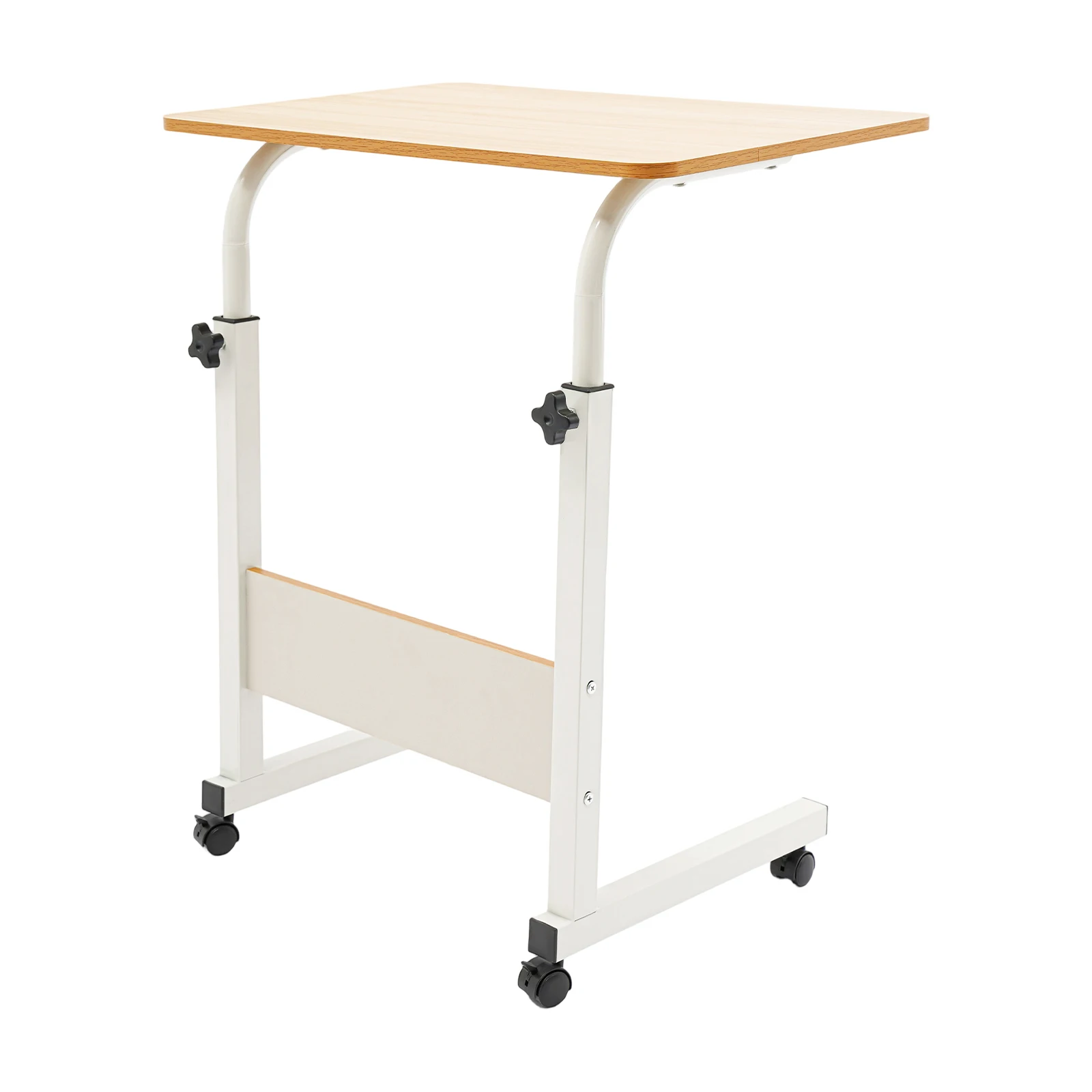 Adjustable Laptop Desk, Mobile Tabletop Stand with 4 Lockable Wheels, 15kg Load Rolling Study Table Computer Workstation