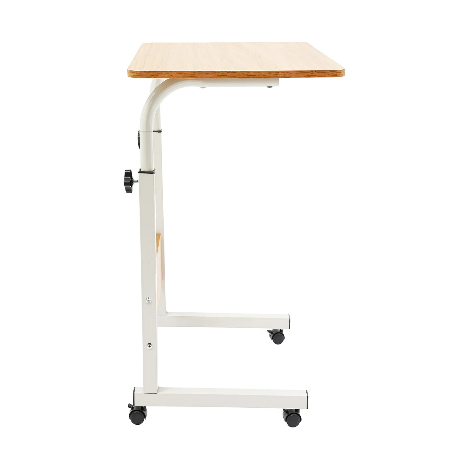 Adjustable Laptop Desk, Mobile Tabletop Stand with 4 Lockable Wheels, 15kg Load Rolling Study Table Computer Workstation