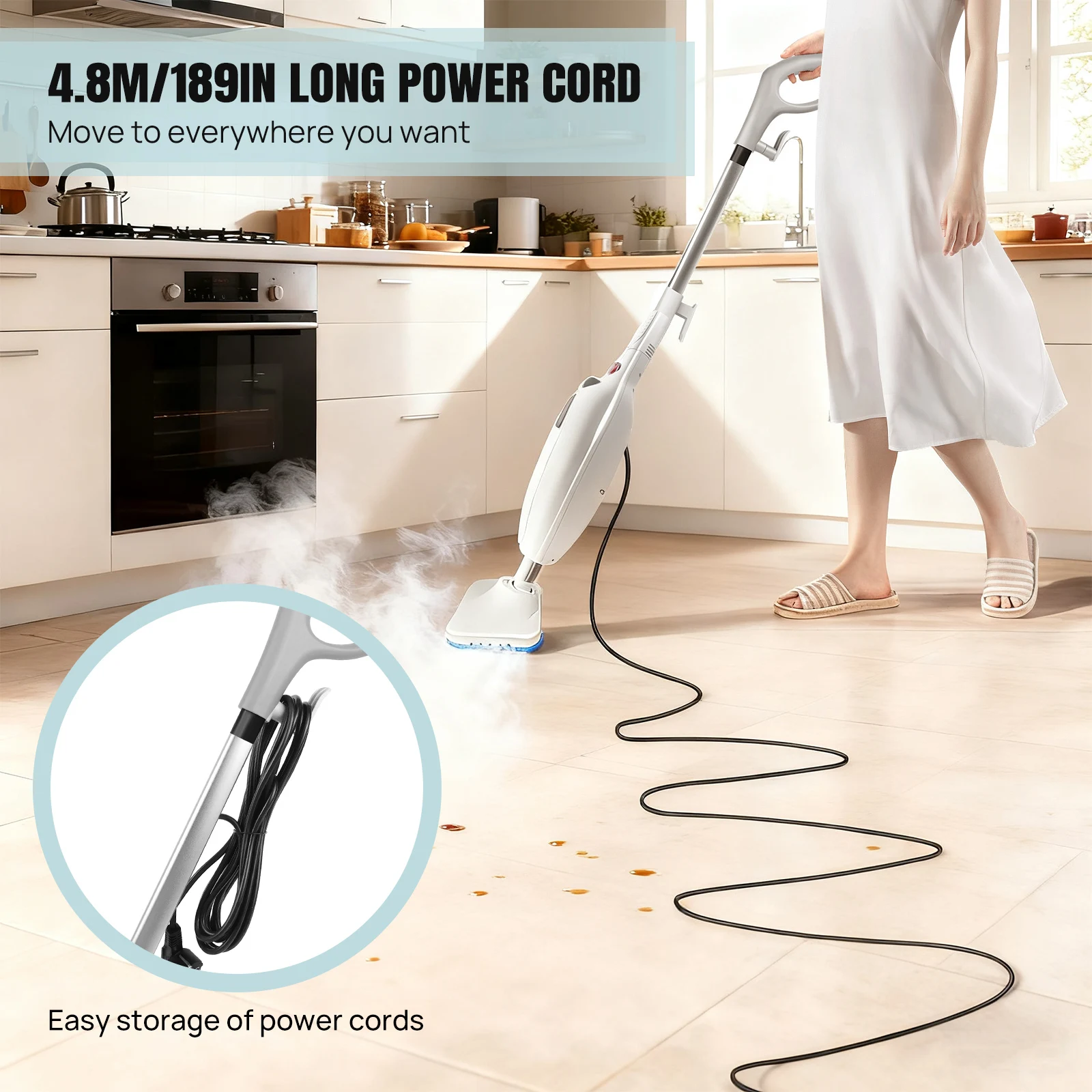 Electric Steam Mop With 400ml Water Tank,Fast Heating, High Steam Output, Cleans All Types Of Floors And Windows, Carpets