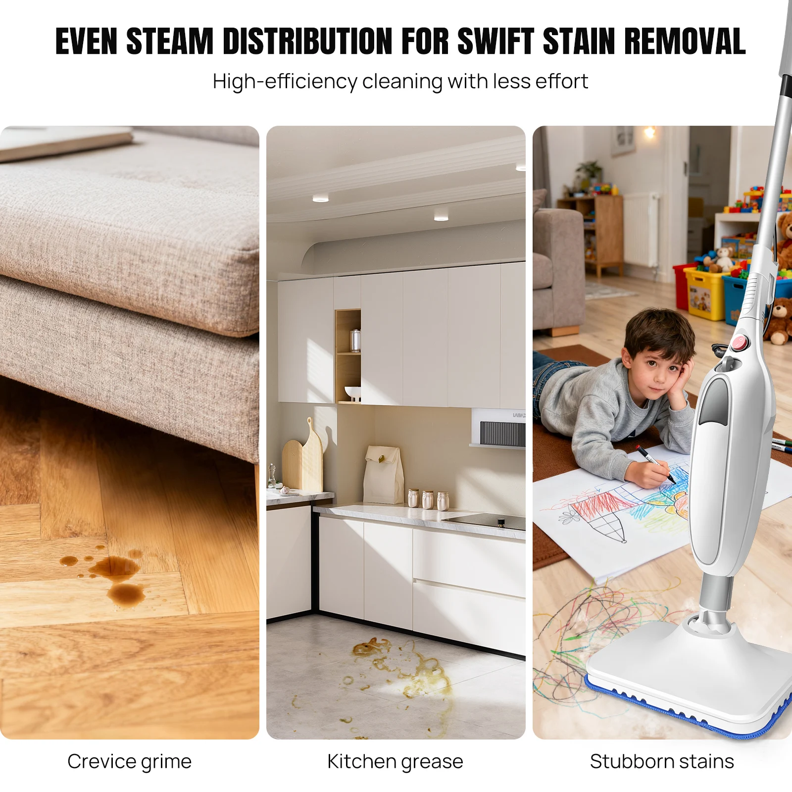 Electric Steam Mop With 400ml Water Tank,Fast Heating, High Steam Output, Cleans All Types Of Floors And Windows, Carpets