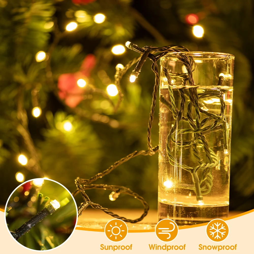 250LED 25M Christmas Fairy String Lights with Remote 8 Lighting Modes 4 Brightness 3 Timer Waterproof For Indoor Outdoor Holiday Decor