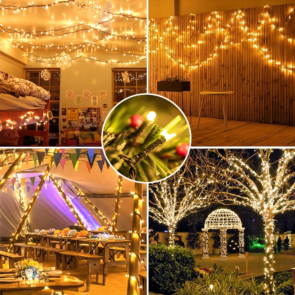 250LED 25M Christmas Fairy String Lights with Remote 8 Lighting Modes 4 Brightness 3 Timer Waterproof For Indoor Outdoor Holiday Decor