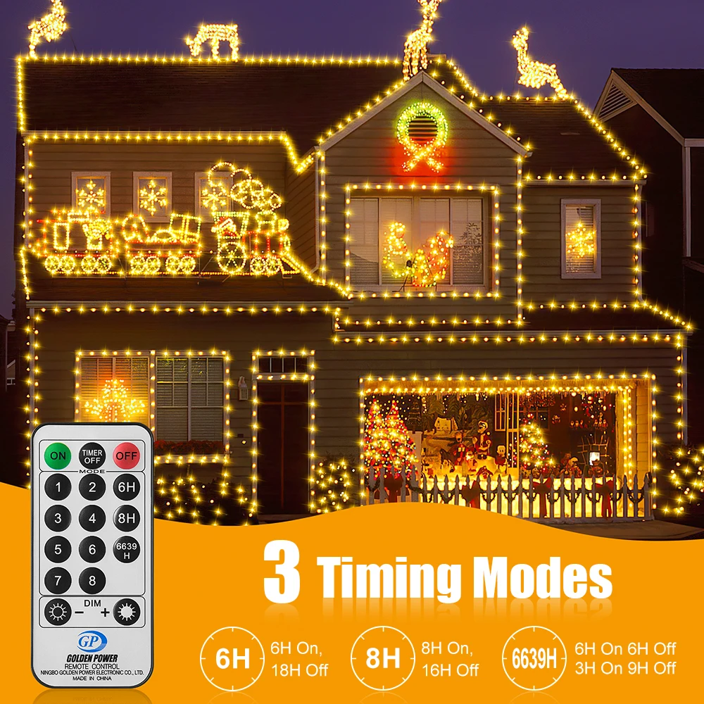250LED 25M Christmas Fairy String Lights with Remote 8 Lighting Modes 4 Brightness 3 Timer Waterproof For Indoor Outdoor Holiday Decor