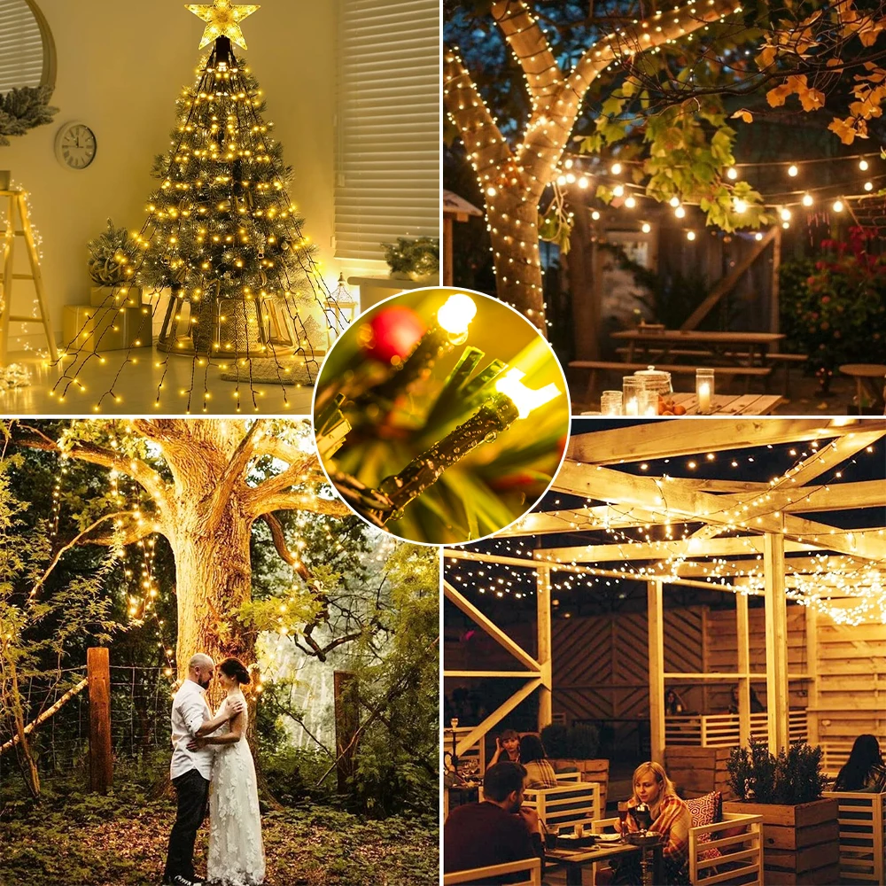 250LED 25M Christmas Fairy String Lights with Remote 8 Lighting Modes 4 Brightness 3 Timer Waterproof For Indoor Outdoor Holiday Decor