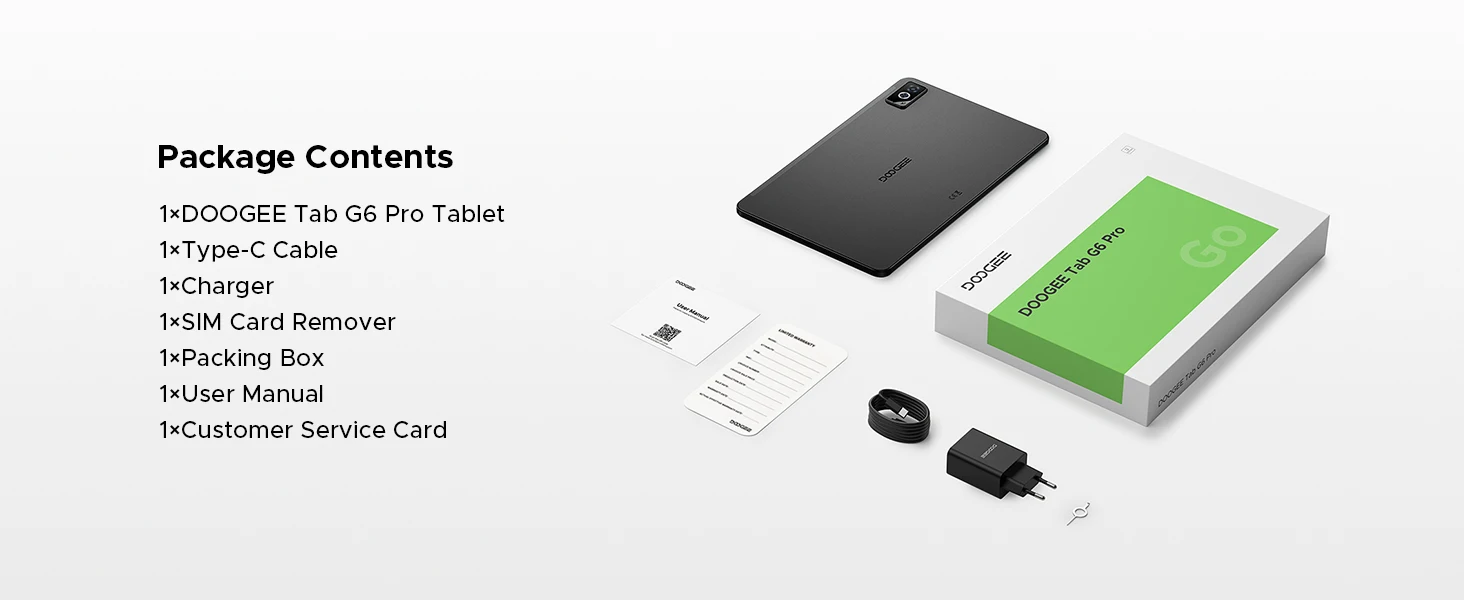 DOOGEE Tab G6 Pro Tablet PC Gemini AI Android 16 12'' 2K Display 9000mAh Battery 8GB RAM 128GB ROM Ultra-thin Body Smart Pad
