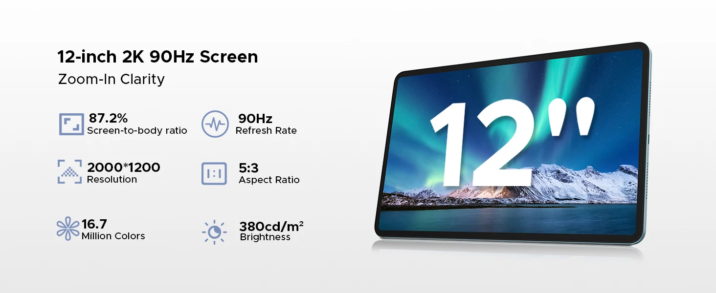 DOOGEE Tab G6 Pro Tablet PC Gemini AI Android 16 12'' 2K Display 9000mAh Battery 8GB RAM 128GB ROM Ultra-thin Body Smart Pad