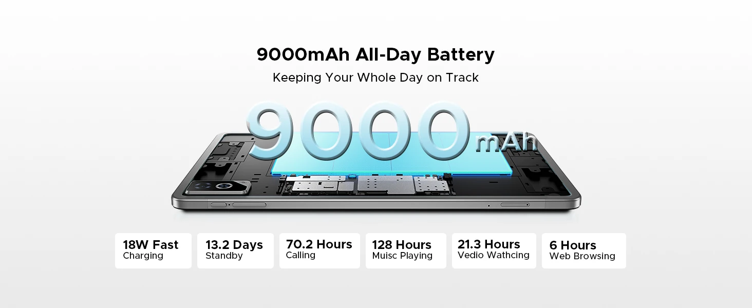 DOOGEE Tab G6 Pro Tablet PC Gemini AI Android 16 12'' 2K Display 9000mAh Battery 8GB RAM 128GB ROM Ultra-thin Body Smart Pad