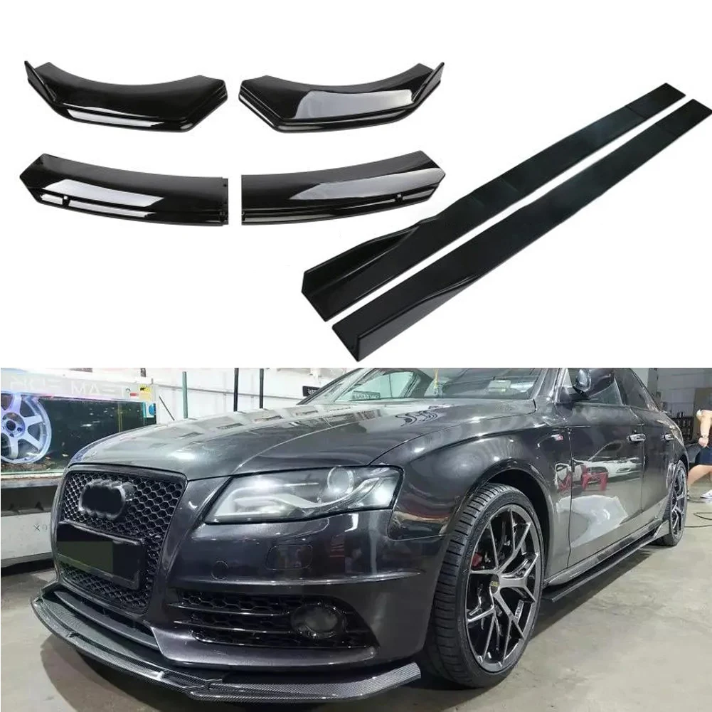 Car Front Bumper Lip Splitter Spoiler Side Skirts Kit Bumper Lip Wrap Splitter Auto Air Dams Replacement For Most Vehicle Sedans