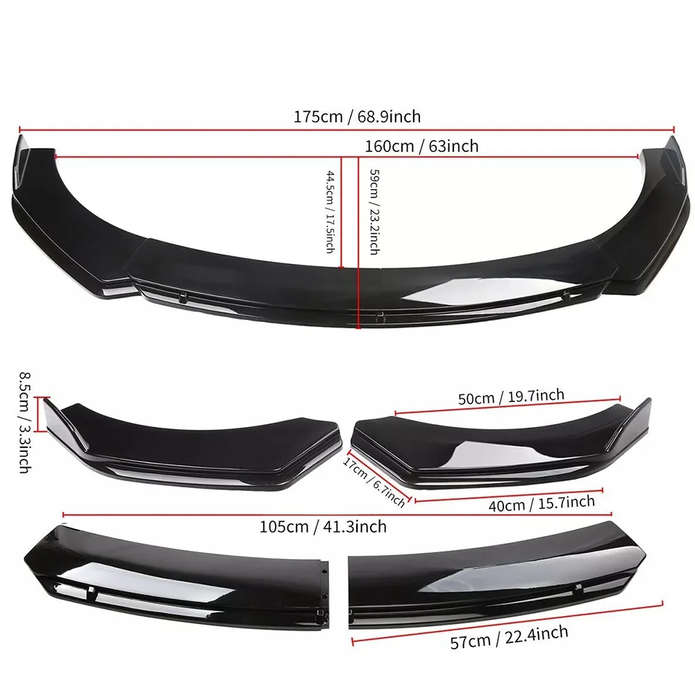 Car Front Bumper Lip Splitter Spoiler Side Skirts Kit Bumper Lip Wrap Splitter Auto Air Dams Replacement For Most Vehicle Sedans
