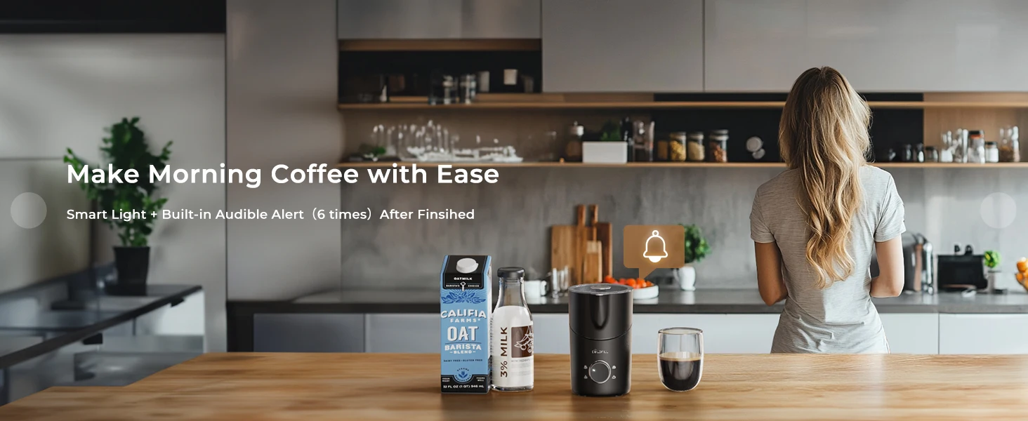 Milk Frother and Steamer 8-in-1 Electric Frother for Coffee, 400ml Large Capacity Detachable Milk Steamer Easy to Clean