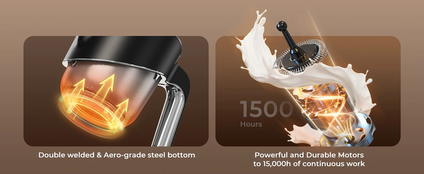 Milk Frother and Steamer 8-in-1 Electric Frother for Coffee, 400ml Large Capacity Detachable Milk Steamer Easy to Clean