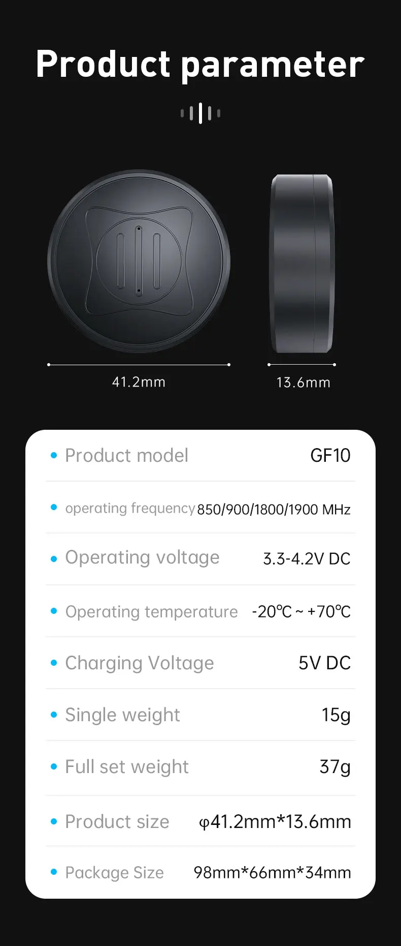GF10 Mini GPS Tracker Real-time GPS Tracking Device Anti-Theft Alarm Anti-lost Locator Strong Magnetic GPS Tracker Free APP