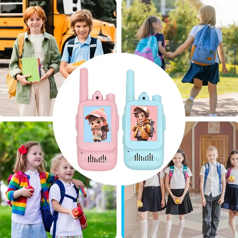 2pcs Kids Video Walkie Talkie Rechargeable Indoor Outdoor Toys One-Click Call Essential for Camping & Hiking Adventures Gift