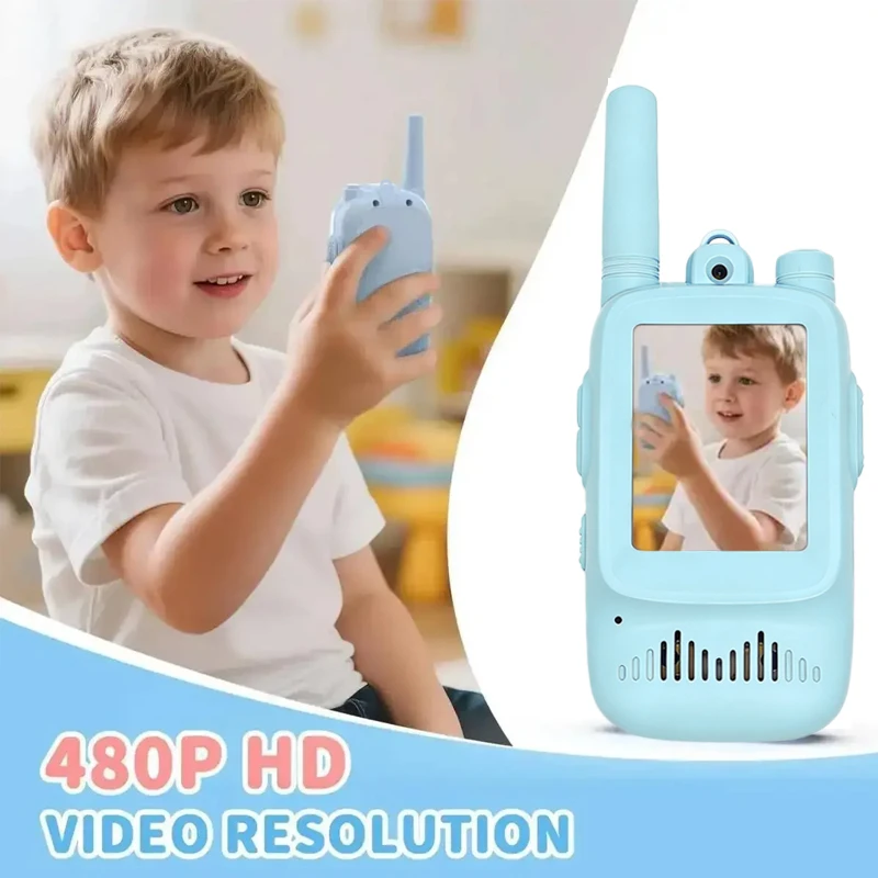 2pcs Kids Video Walkie Talkie Rechargeable Indoor Outdoor Toys One-Click Call Essential for Camping & Hiking Adventures Gift