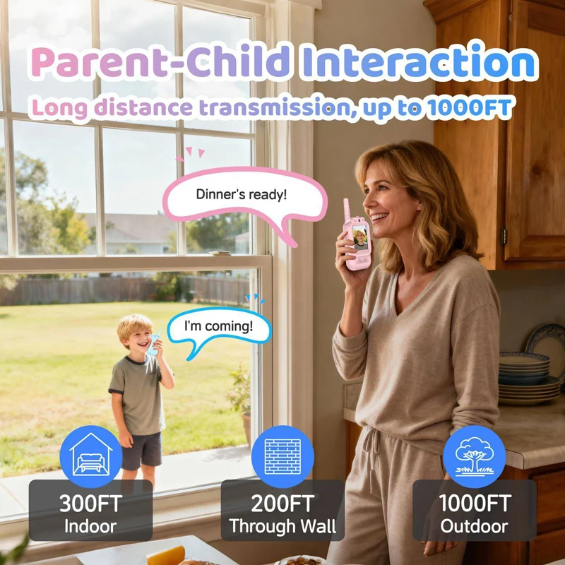 2pcs Kids Video Walkie Talkie Rechargeable Indoor Outdoor Toys One-Click Call Essential for Camping & Hiking Adventures Gift