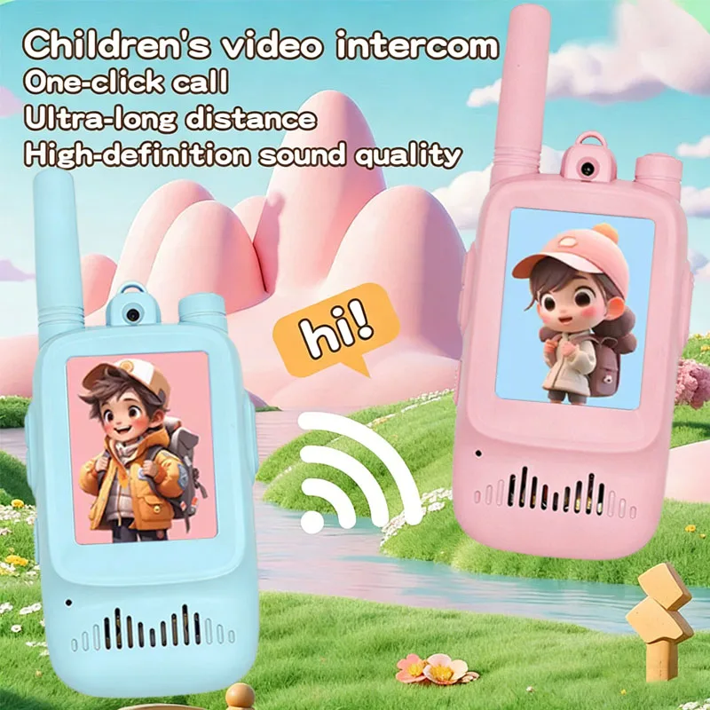 2pcs Kids Video Walkie Talkie Rechargeable Indoor Outdoor Toys One-Click Call Essential for Camping & Hiking Adventures Gift