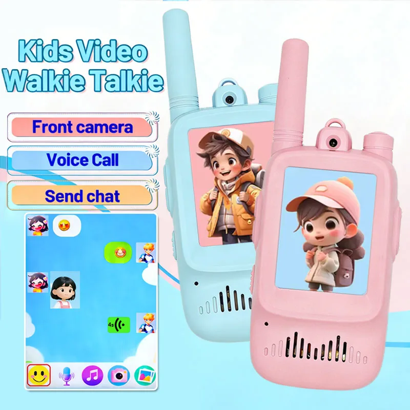 2pcs Kids Video Walkie Talkie Rechargeable Indoor Outdoor Toys One-Click Call Essential for Camping & Hiking Adventures Gift