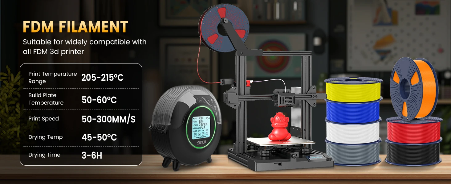 SUNLU PLA PLUS 2.0 3D Filament 1.75mm Stronger Robust Multicolor Upgrade Pla High Speed Printing Filament for Most FDM Printer