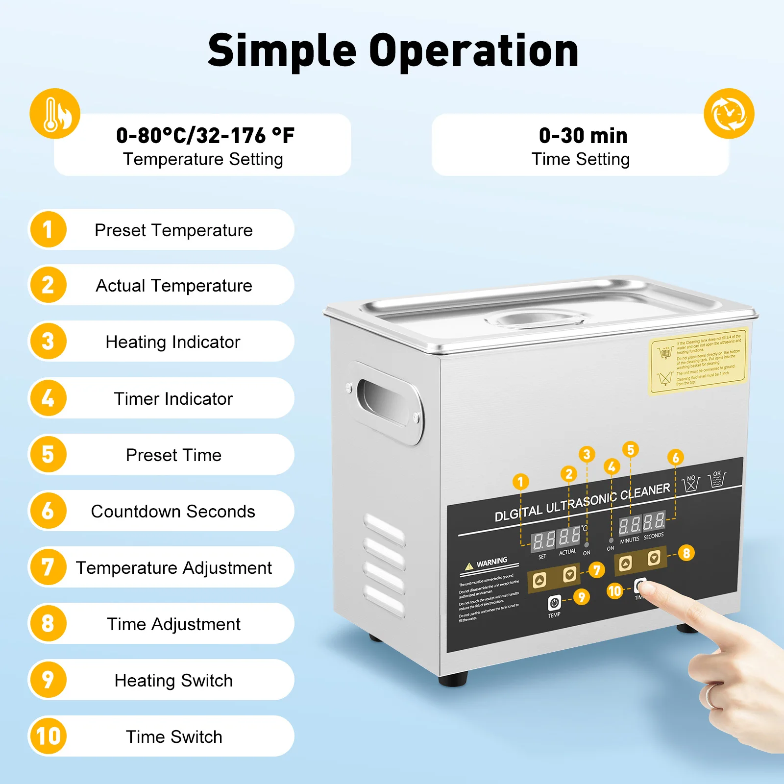 3.2L Ultrasonic Cleaner Stainless Steel Ultrasonic Cleaning Machine Glasses Jewelry Washing Tool TH-20A Ultrasonic Washing Bath