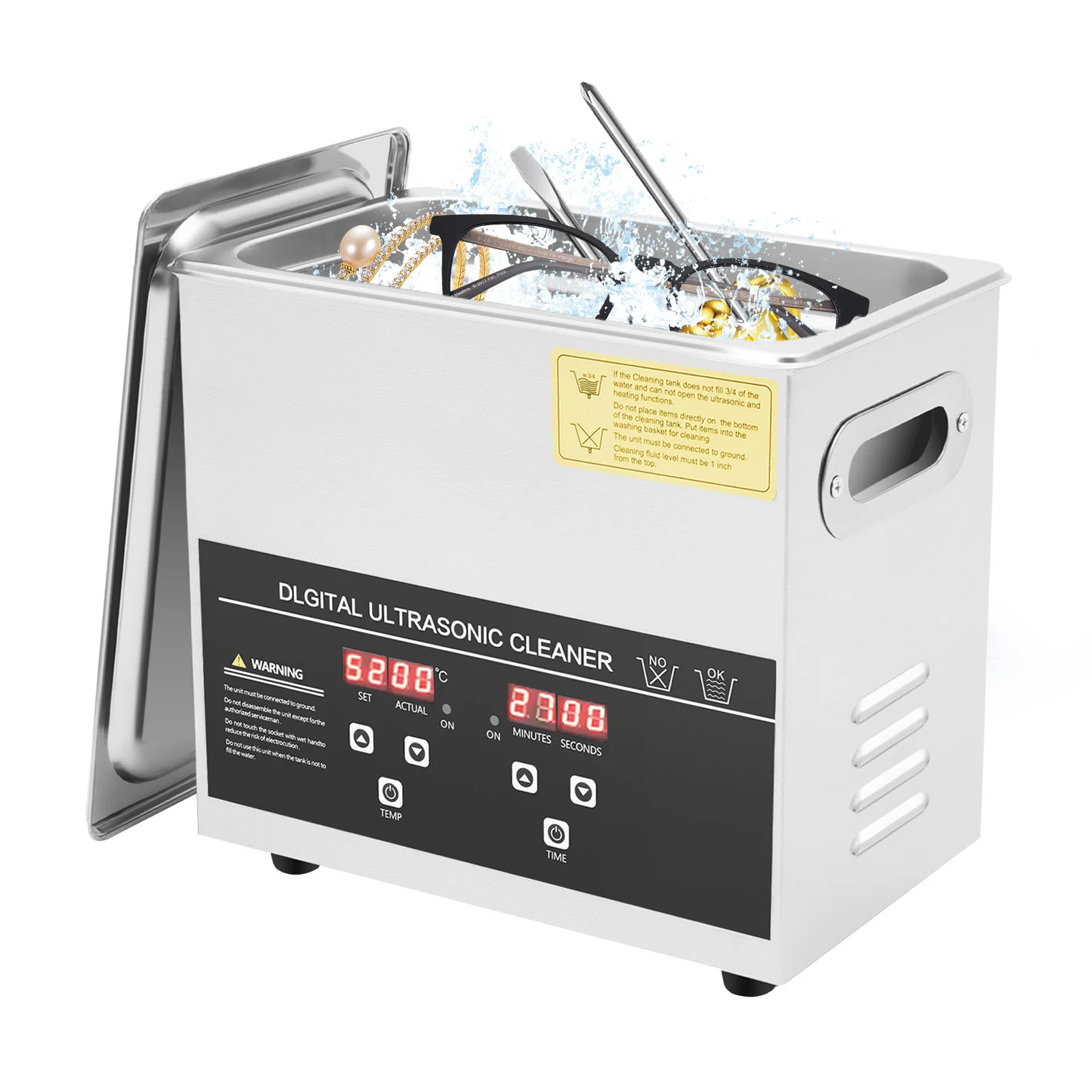 3.2L Ultrasonic Cleaner Stainless Steel Ultrasonic Cleaning Machine Glasses Jewelry Washing Tool TH-20A Ultrasonic Washing Bath