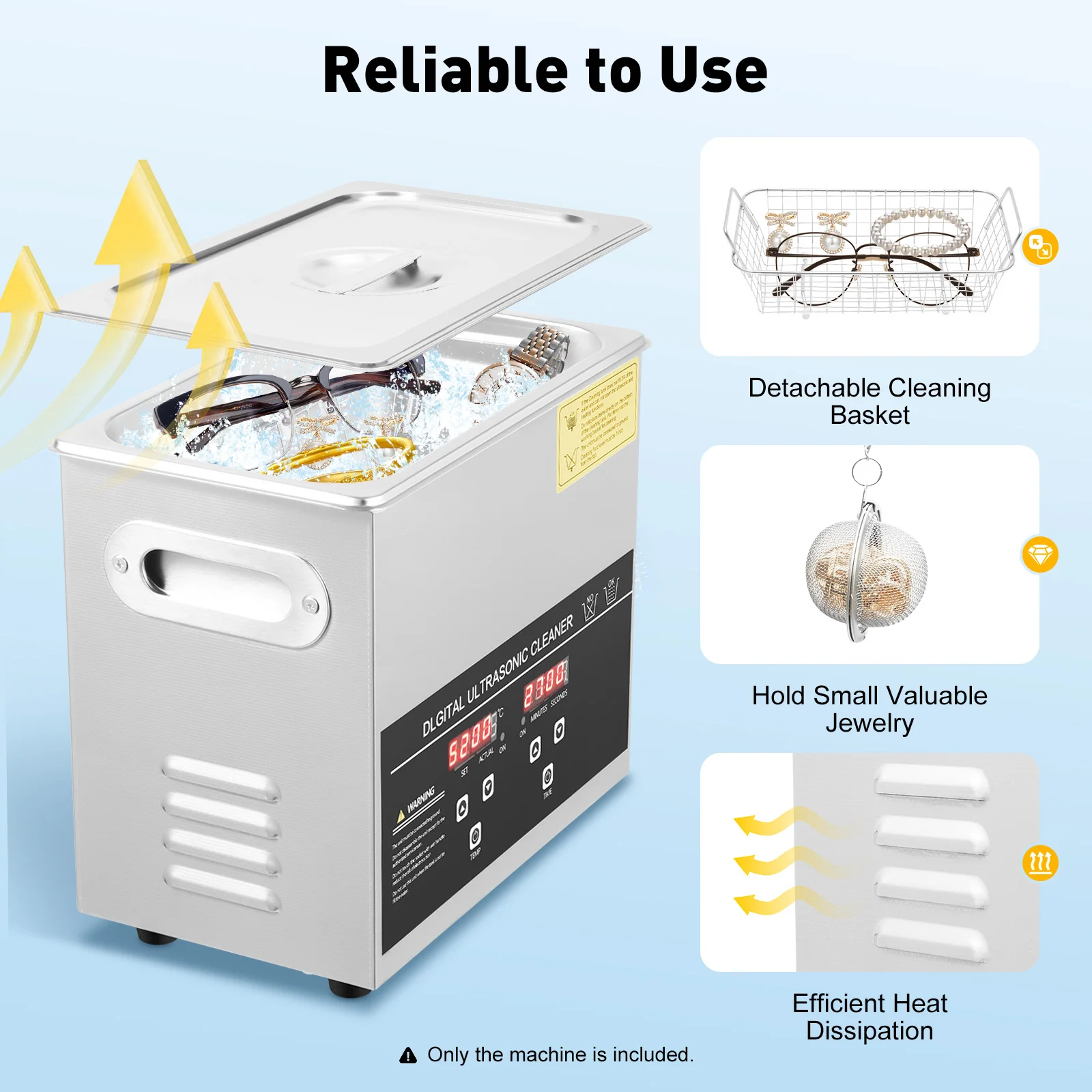 3.2L Ultrasonic Cleaner Stainless Steel Ultrasonic Cleaning Machine Glasses Jewelry Washing Tool TH-20A Ultrasonic Washing Bath