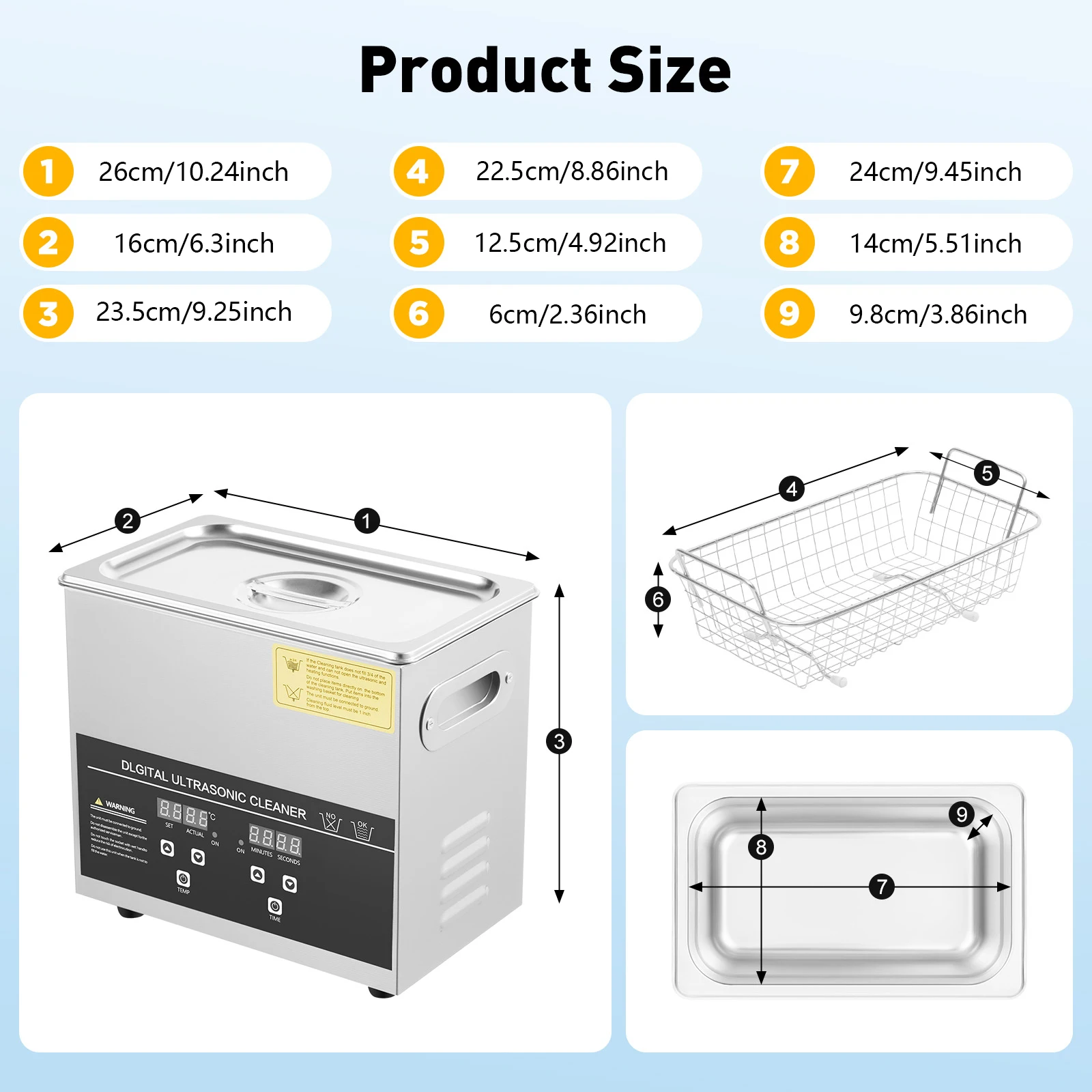 3.2L Ultrasonic Cleaner Stainless Steel Ultrasonic Cleaning Machine Glasses Jewelry Washing Tool TH-20A Ultrasonic Washing Bath