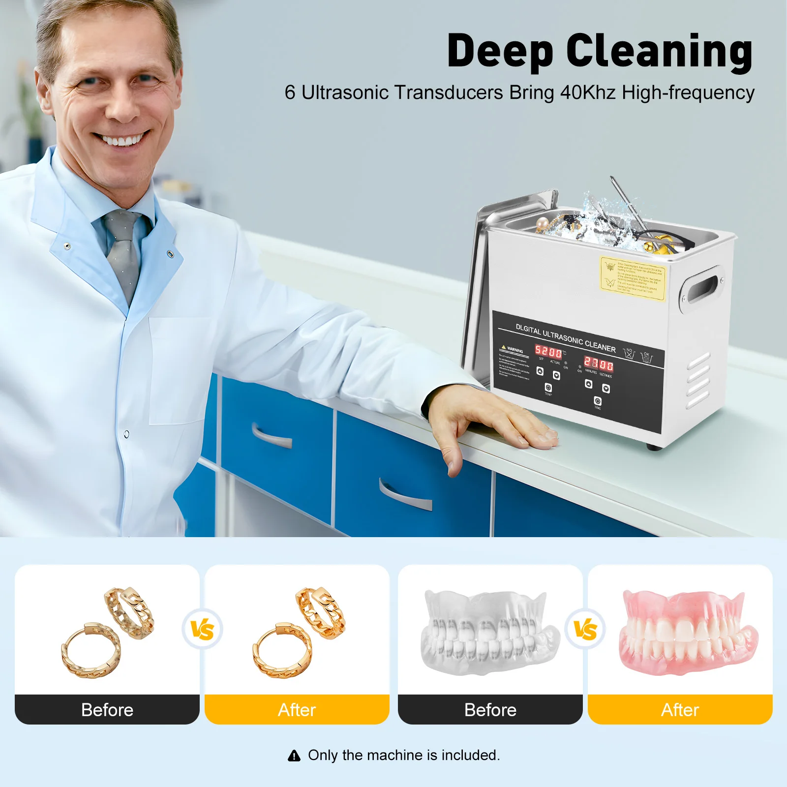 3.2L Ultrasonic Cleaner Stainless Steel Ultrasonic Cleaning Machine Glasses Jewelry Washing Tool TH-20A Ultrasonic Washing Bath