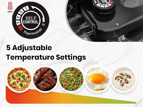 SUPERLEX 30cm Electric Multi Cooker 1500W Non-Stick Electric Skillet, 5 Adjustable Temperature Settings, Detachable Thermostat & Glass Lid, Multi Functional Pan for Hot Pot, Stir Fry and Stews