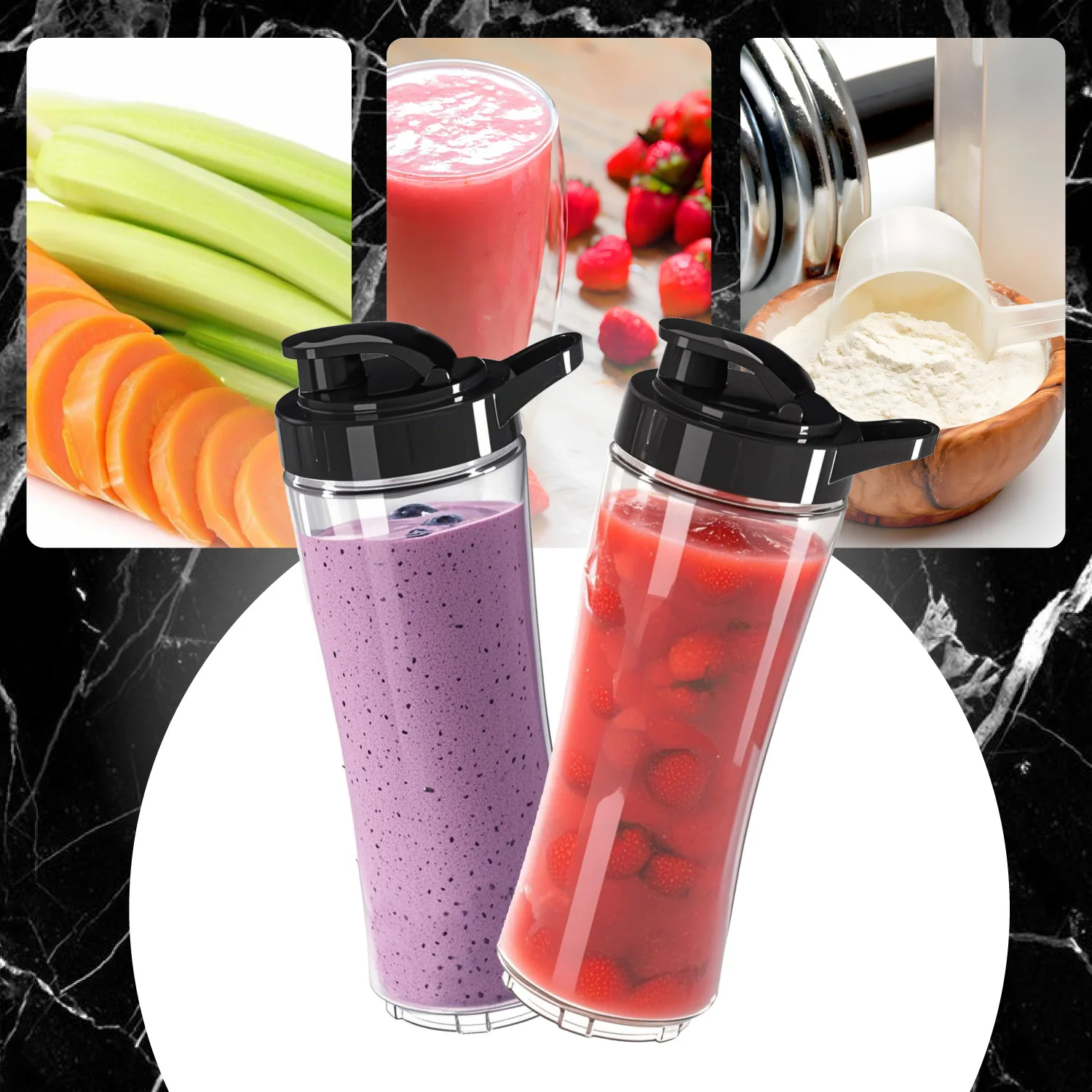 SUPERLEX Double Cup 600ML Electric Powerful Juicer 4000mAh Powerful Ice Crush Portable Blender Simple Operation Easy To Clean