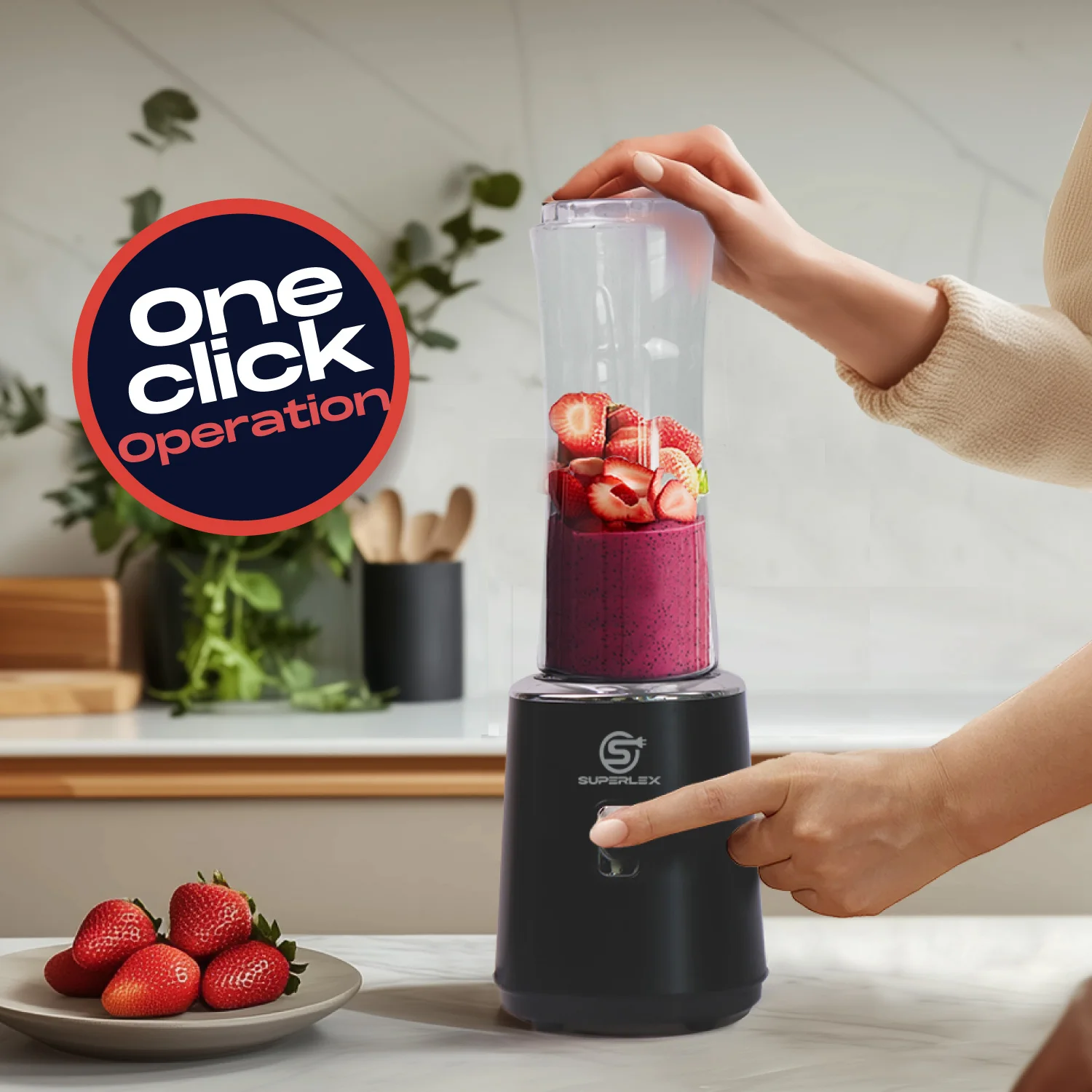 SUPERLEX Double Cup 600ML Electric Powerful Juicer 4000mAh Powerful Ice Crush Portable Blender Simple Operation Easy To Clean
