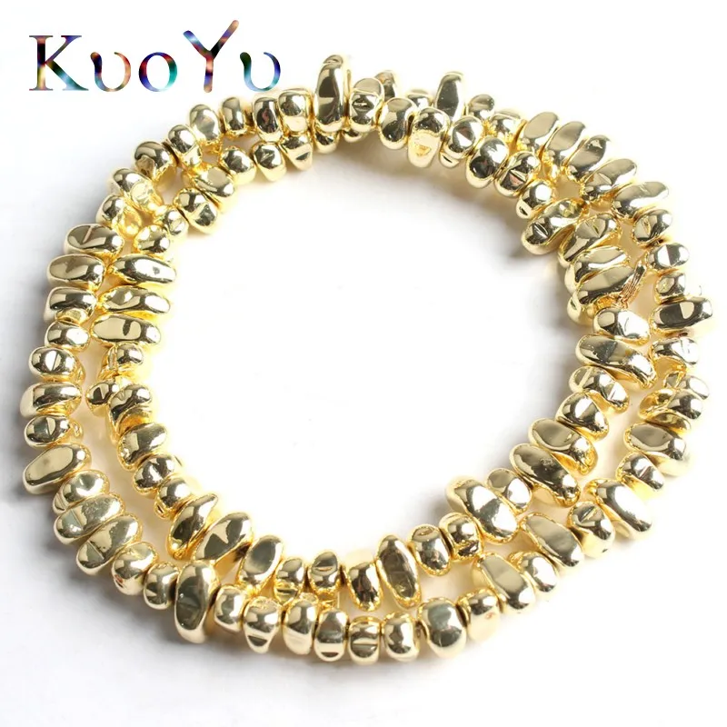 Natural Stone Flat Irregular Multicolor Plated Hematite Loose Spacer Beads For DIY Necklace Bracelet Jewelry Making 15" Strand