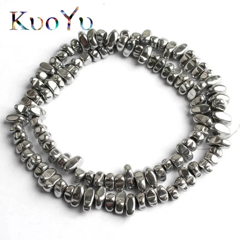 Natural Stone Flat Irregular Multicolor Plated Hematite Loose Spacer Beads For DIY Necklace Bracelet Jewelry Making 15" Strand
