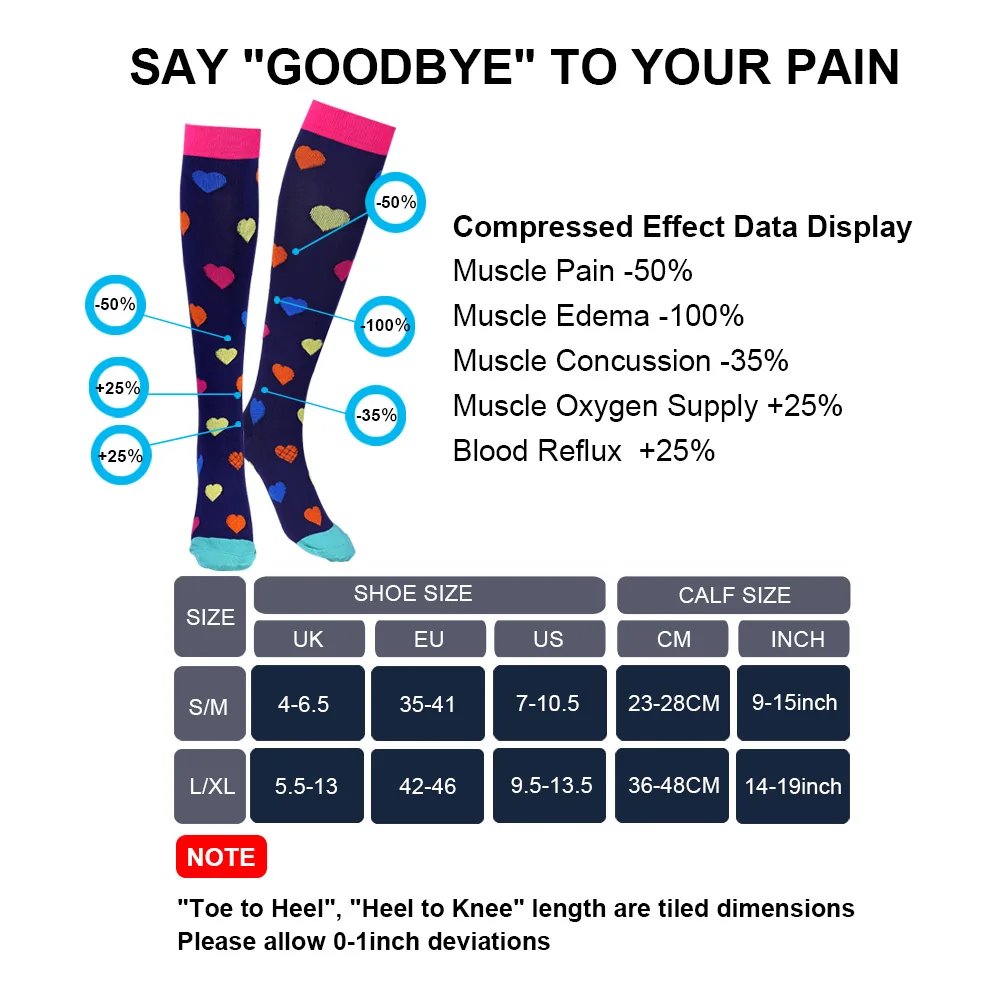 24 Style Compression Socks Women & Men Best Running, Athletic Sports Crossfit Flight Travel Nurses Running Athletic Stocking
