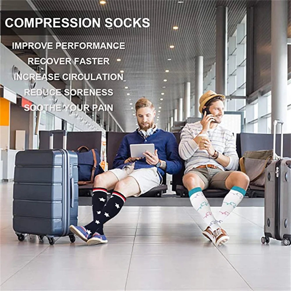 24 Style Compression Socks Women & Men Best Running, Athletic Sports Crossfit Flight Travel Nurses Running Athletic Stocking