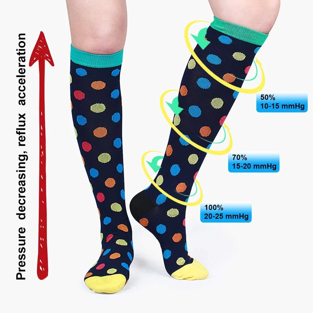 24 Style Compression Socks Women & Men Best Running, Athletic Sports Crossfit Flight Travel Nurses Running Athletic Stocking