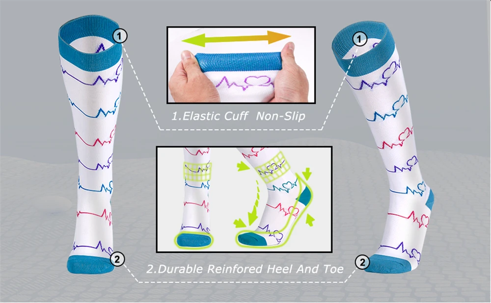 24 Style Compression Socks Women & Men Best Running, Athletic Sports Crossfit Flight Travel Nurses Running Athletic Stocking