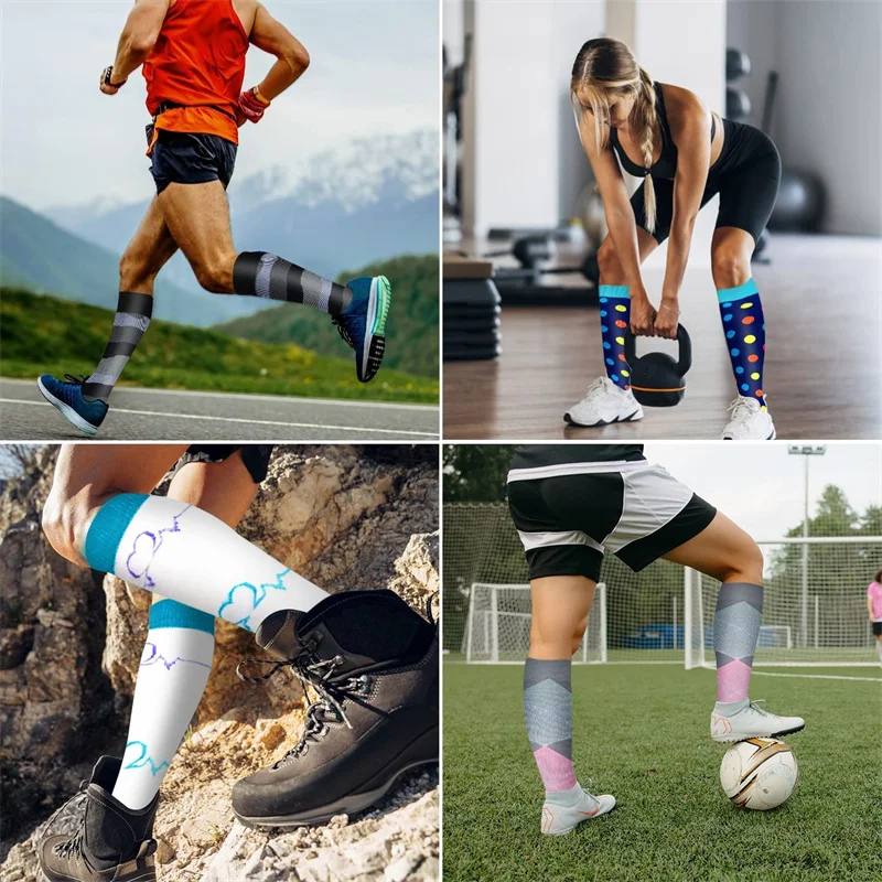 24 Style Compression Socks Women & Men Best Running, Athletic Sports Crossfit Flight Travel Nurses Running Athletic Stocking