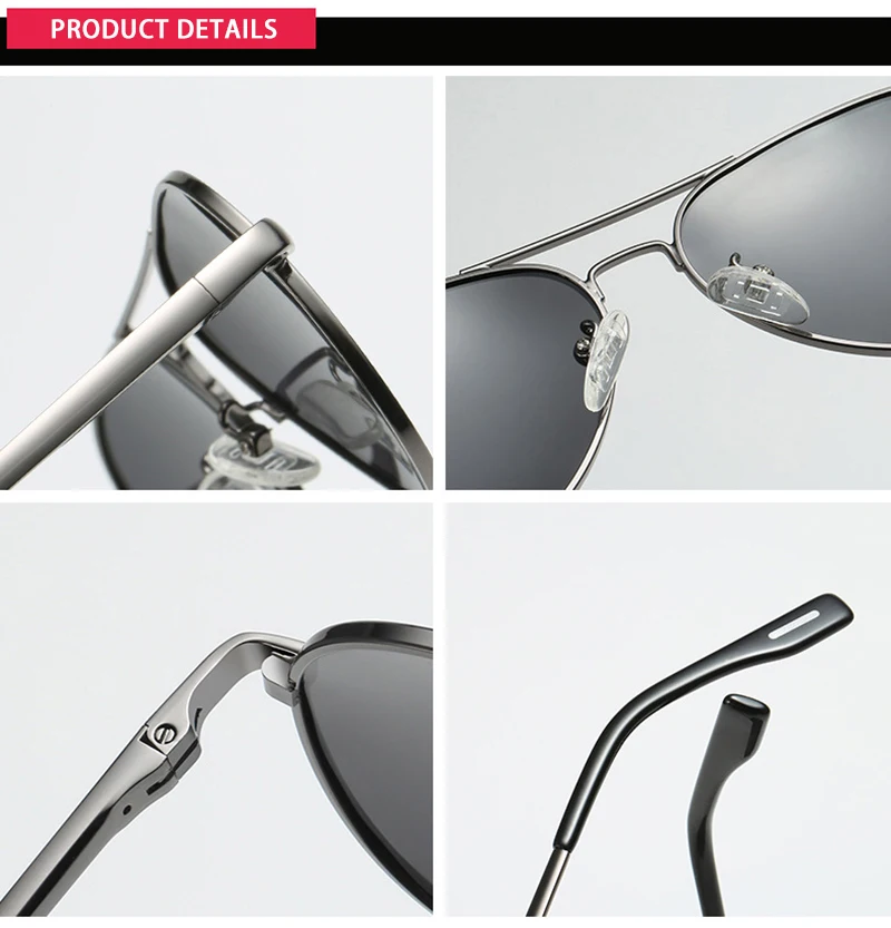 Classic Big Pilot Polarized Sunglasses Men Luxury Metal Black Aviation Sun Glasses Male Fashion Driving Vacation Shades UV400